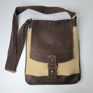 Colombiana La Nuestra Burlap Leather Unisex Crossbody Travel Bag